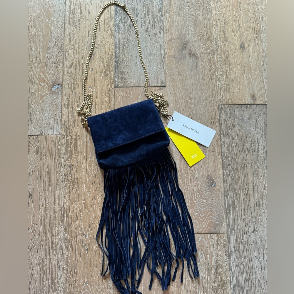 NWT Karen Millen Suede Fringe Crossbody Bag